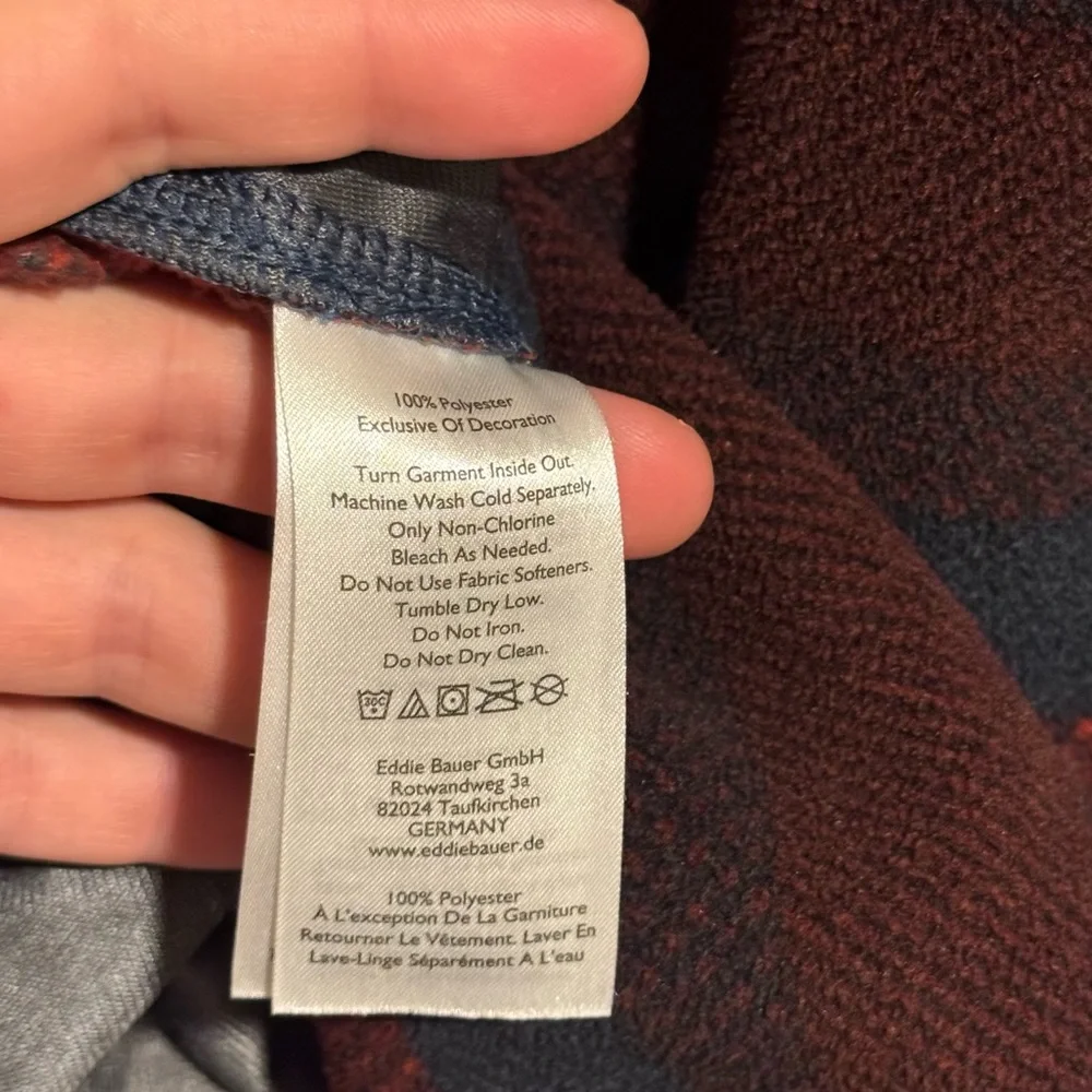 Eddie Bauer Men’s Medium Blue and Red Fleece With Pockets - Picture 4 of 6